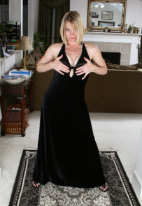 Elegant and mature Brittany slips of of her black dress in here AllOver30 Pics