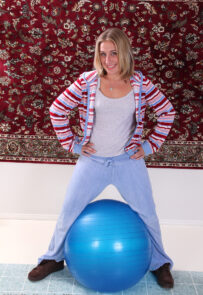 32 year old blonde MILF Chance gets down and dirty with a pilates ball AllOver30 Porn