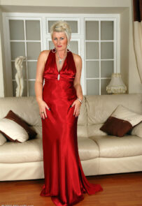 Elegant 43 year old Sally T in and out of a red evening gown AllOver30 Free